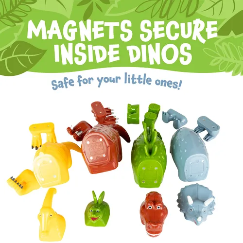 Miniatura 4 de Juego de juguetes magnéticos para mezclar o combinar dinosaurios, 15 piezas