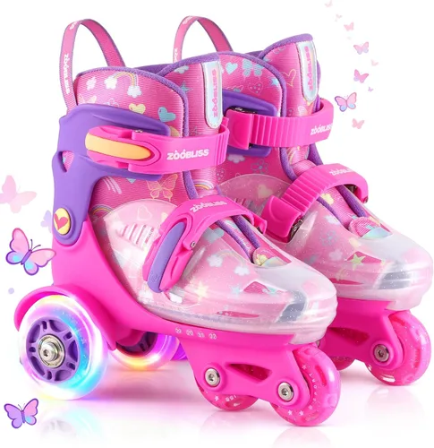 Patines de Ruedas para Niños Principiantes - ZOOBLISS Patines de Ruedas para Niños Pequeños para Niños y Niñas de 3 a 7 Años con Ruedas que se Rosa