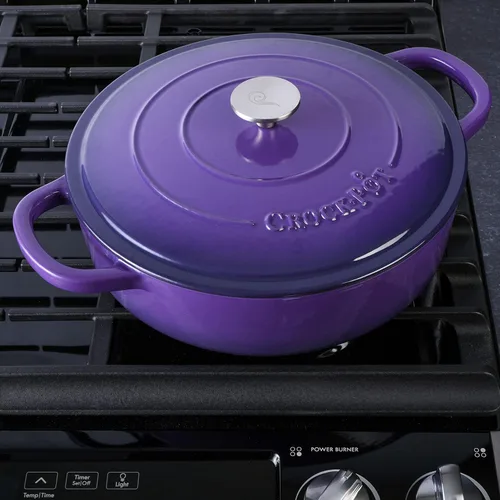 Miniatura 6 de Crock-Pot Artisan - Estofador de hierro fundido esmaltado con tapa, 5 cuartos de galón, morado lavanda Púrpura lavanda