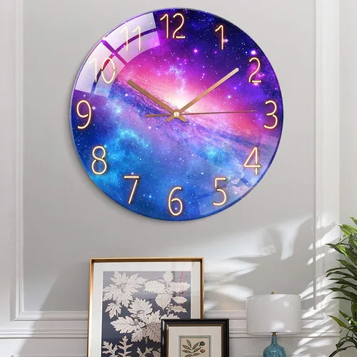 Miniatura 3 de Reloj de pared redondo de 12 pulgadas, silencioso, sin tictac, funciona con pilas, con lente de vidrio templado, relojes decorativos de cuarzo