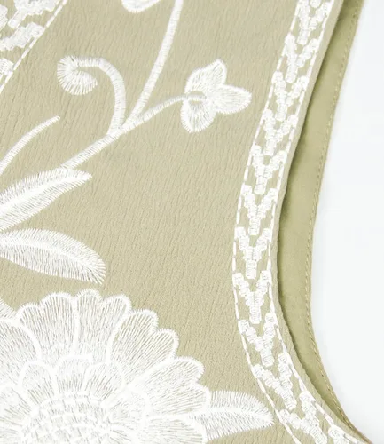 Miniatura 3 de Modegal Chaleco de lino floral para mujer, Y2K, sin mangas, ligero, bordado