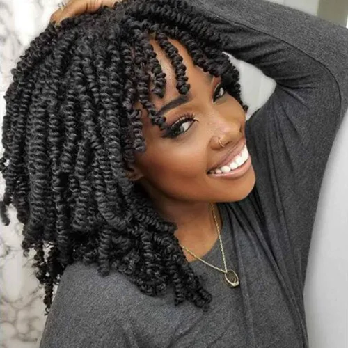 Miniatura 8 de Dorsanee Extensiones de cabello sintético corto estilo Bob Spring Twist de 6 pulgadas, 6 paquetes de extensiones de cabello sintético pretrenzado