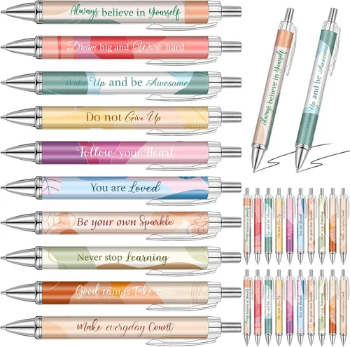 Yeaqee 50 bolígrafos motivacionales a granel con diferentes citas inspiradoras para mujeres, regalos inspiradores, bolígrafos a granel para