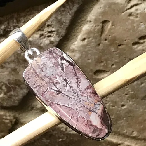 Miniatura 4 de Genuine Scenic Sonora Dendritic Rhyolite 925 Solid Sterling Silver Pendant 50mm