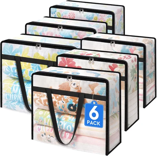 Miniatura 15 de TasticTotes Paquete de 6 bolsas de almacenamiento transparentes para edredón, ropa y ropa de cama, almacenamiento de mantas de plástico