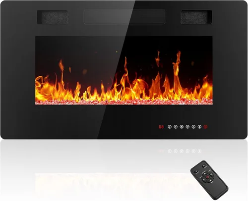 Miniatura 10 de Electactic Chimenea eléctrica de 42 pulgadas, chimenea eléctrica empotrada y montada en la pared con control remoto, calentador de chimenea