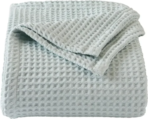 Miniatura 9 de Manta de cama 100% algodón con tejido gofrado Manta suave, transpirable y ligera para todas las estaciones Perfecta para acolchado Colección