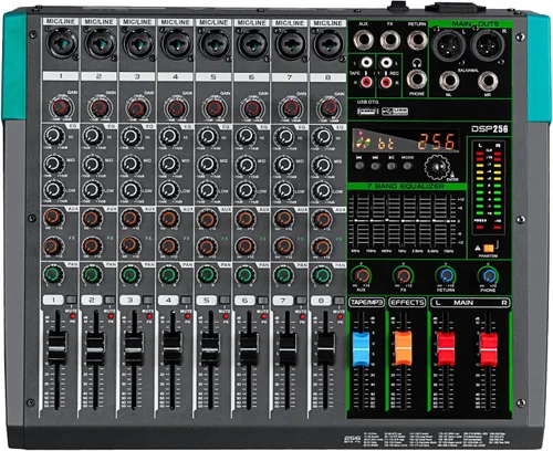 Depusheng PA8 Mezclador de Audio Profesional / Mesa de Mezclas / Consola de Audio de Escritorio, Sistema de Interfaz de 8 Canales, Digital, USB,