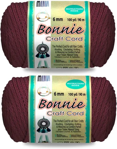 Miniatura 31 de Pepperell Bonnie Cordón de macramé trenzado 6mm x 100 yardas Rojo (Paquete de 2 valores) Cordón de polipropileno trenzado para manualidades DIY