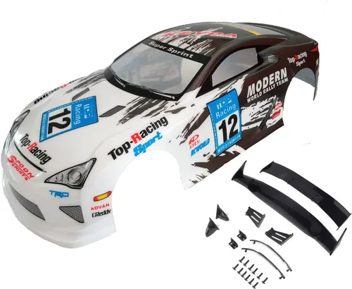 Miniatura 8 de Carrocería de auto de competición de drift pintada a escala 1/10, de 7.5 pulgadas de ancho (190 mm), con accesorios de espejos retrovisores