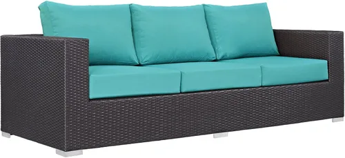 Miniatura 8 de Modway Sofá de mimbre para patio al aire libre Convene en color beige espresso