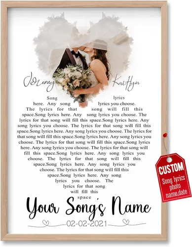 Miniatura 25 de H-DEWALL Póster personalizado de letras de canciones, regalos de cumpleaños para esposo para dormitorio, discos de vinilo, fotos, regalos para él