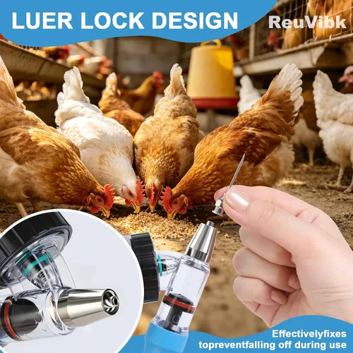 Miniatura 3 de Pistola de inyección para ganado de 5ML, pistola de inyección automática de recarga continua con botella ajustable, pistola de inyección