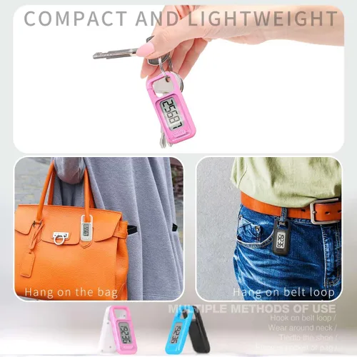Miniatura 6 de Contador de pasos 3D simple, podómetro para caminar, rastreador de pasos con cordón para el cuello/mosquetón para hombres, mujeres, adolescentes