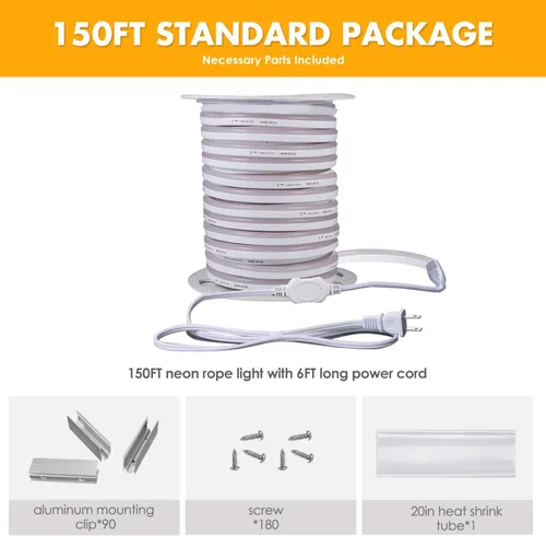 Miniatura 7 de Shine Decor Productos del paquete de la pista del canal de aluminio con el kit de luces de neón LED blanco cálido 45M/150ft
