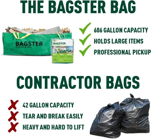 Miniatura 4 de Bagster 3CUYD - Contenedor en bolsa con capacidad para hasta 3,300 libras, color verde
