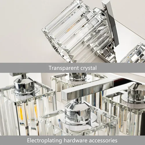 Miniatura 4 de Moderna lámpara de tocador de baño de cristal, color cromo, de 6 luces Cromo Recto