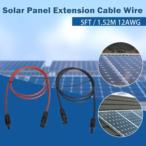 Miniatura 2 de WFLNHB Cable de extensión de panel solar de calibre 12 negro + rojo de 5 pies, 12 AWG con conector solar hembra y macho