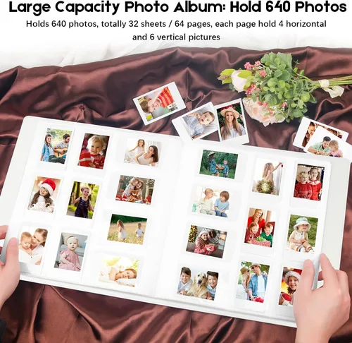 Miniatura 2 de Veicevol Álbum de fotos de 640 bolsillos para cámara Fujifilm Instax Mini, cubierta de cuero, álbum de fotos para cámara instantánea Instax Mini 12