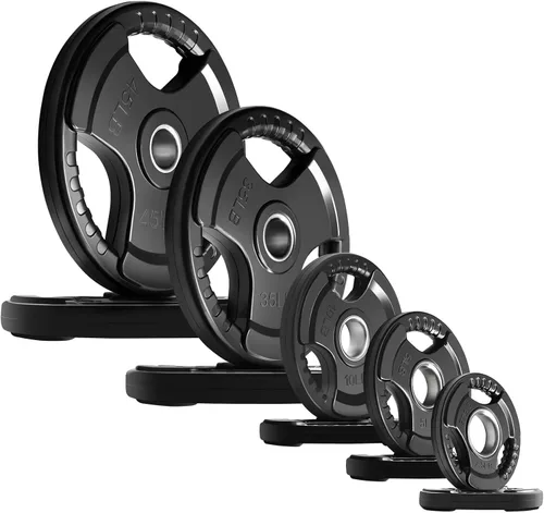 Miniatura 15 de RitFit Weight Plates for Barbell, 2-Inch Olympic Rubber Grip Plates for Weightlifting and Strength Training in Home & Gym, Single, Pair and Sets
