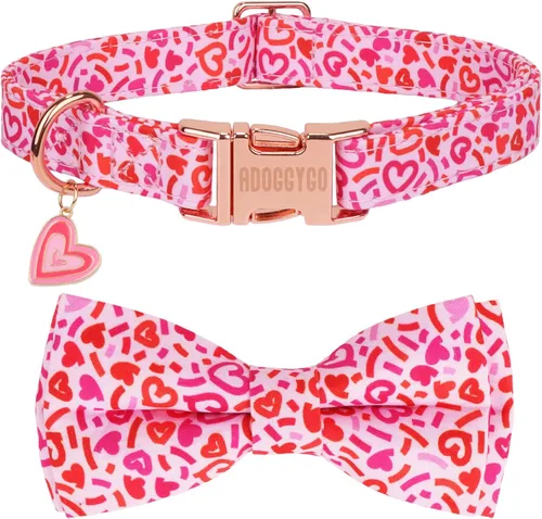 Miniatura 5 de ADOGGYGO Collar de perro con bandera estadounidense con corbata de moño desmontable, collares patrióticos ajustables del 4 de julio para perros
