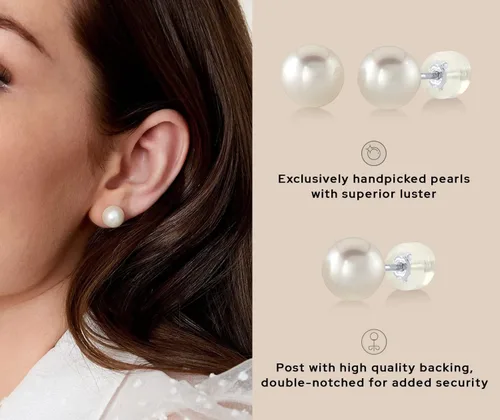 Miniatura 4 de Aretes de perlas cultivadas Akoya de oro blanco de 14 quilates - Calidad AAA