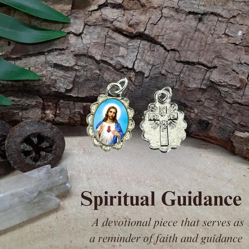 Miniatura 19 de Catholica Shop Colgante de medalla pequeña en tono plateado para ropa religiosa católica - Jesús, María y Santos, paquete de 6