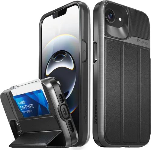 Miniatura 13 de VENA vCommute Funda tipo cartera compatible con Apple iPhone 14 (15.5 cm), funda de cuero con tapa plegable, tarjetero con función de soporte