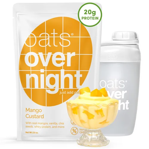 Miniatura 8 de Oats Overnight Crema de mango - Avena durante la noche con 0.71 oz de proteína, batido de proteína de desayuno alto en fibra, avena sin gluten