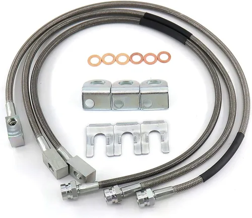 89715 Líneas de freno delanteras y traseras de acero inoxidable extendidas para Jeep Wrangler TJ YJ 87-06 / Jeep Cherokee XJ 84-01 Elevación de 4-6