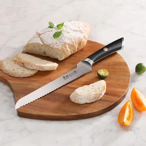 Miniatura 5 de Cangshan ELBERT Serie Alemán Acero Forjado 8" Offset Cuchillo de pan (negro)