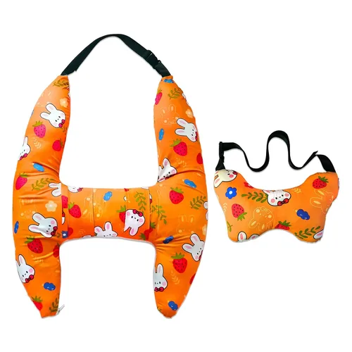 Ivtivfu Forma de H - Almohada de coche para niños (conejo, 2024 mejorado), almohada de viaje en automóvil, almohada en forma de H para adultos y