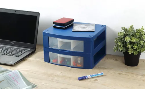 Miniatura 6 de Organizador de casillero con dos separadores de cajones extraíbles, cajones de almacenamiento ajustables, hecho de plástico ABS resistente