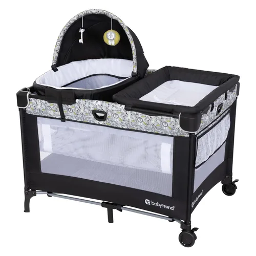 Miniatura 16 de Baby Trend Centro de Guardería con Cuna con Balanceo, Cápsula de Sueño, Cambiador con Volteado, Rosa Daisy