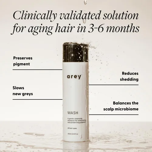 Miniatura 2 de Arey Champú de lavado para mujeres y hombres Retrasar + reducir los signos del envejecimiento de las canas y promover hebras más saludables