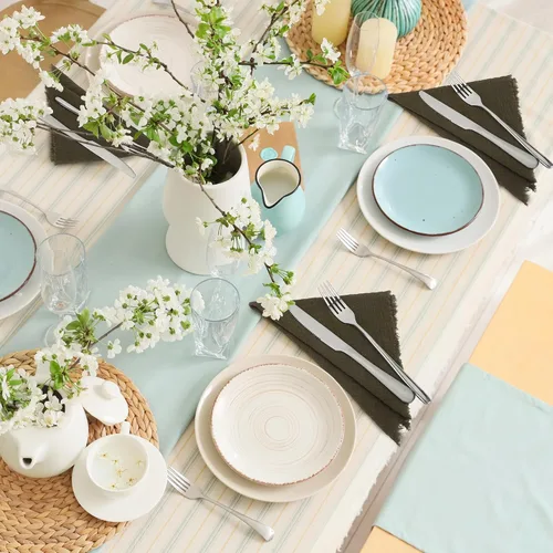 Miniatura 5 de TURSTIN 12 Piezas de Servilleta de Lino de Algodón Servilleta de Tela Hecha a Mano con Flecos 17 x 17 Pulgadas Servilletas Suave para Cenas Bodas