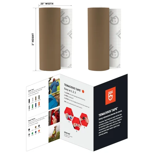 Miniatura 2 de GEAR AID - Cinta adhesiva resistente Tenacious de 3 x 20 pulgadas para reparación de tela y vinilo, repara rápidamente agujeros y desgarros en Coyote