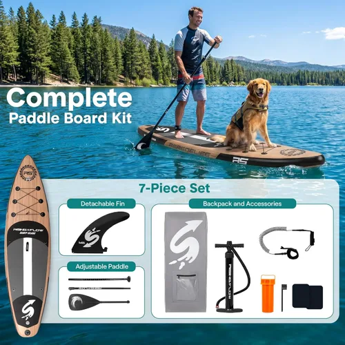 Miniatura 5 de SereneLife Tabla de Paddle Inflable de Pie - Diseño Amplio y Estable, Cubierta Antideslizante para Adultos y Jóvenes con Accesorios Premium