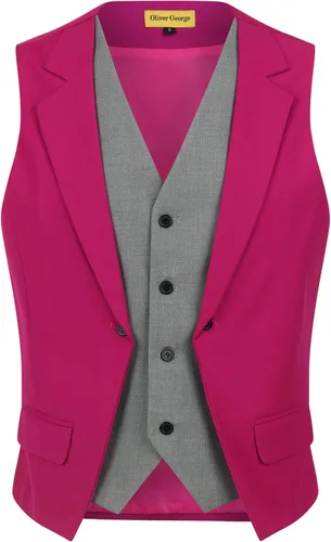 Miniatura 12 de Oliver George Chaleco formal de esmoquin en capas para hombre, chaleco de traje de negocios