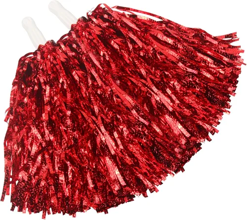 Miniatura 8 de Hooshing 12/24 unidades de pompones para porristas, pompones esponjosos metálicos brillantes para equipo de equipo deportivo, espíritu de fiesta