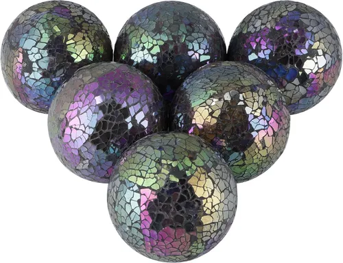 MDLUU Paquete de 6 bolas de mosaico, esferas de decoración del hogar de 3 pulgadas, orbes decorativos para cuenco de centro de mesa, (color mixto A)