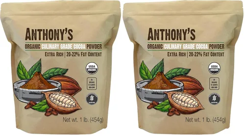 Miniatura 8 de Anthony's Cacao en Polvo Orgánico de Grado Culinario, 1 lb, Cacao para Hornear Procesado Holandés, Sin Gluten, Sin OGM, Apto para Keto