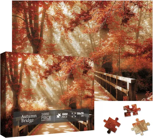 Rompecabezas de Paisaje Forestal de Otoño para Adultos 1000 Piezas, Rompecabezas de Naturaleza y Plantas de Otoño, Rompecabezas Escénico de Árboles