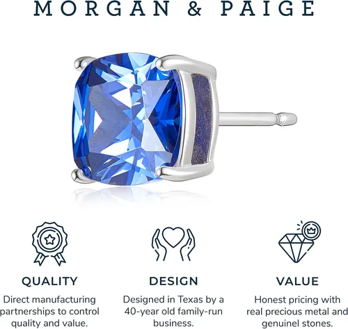 Miniatura 5 de MORGAN & PAIGE Aretes de tuerca de plata de ley 925 con 4 puntas y circonita cúbica para mujer, aretes de mariposa