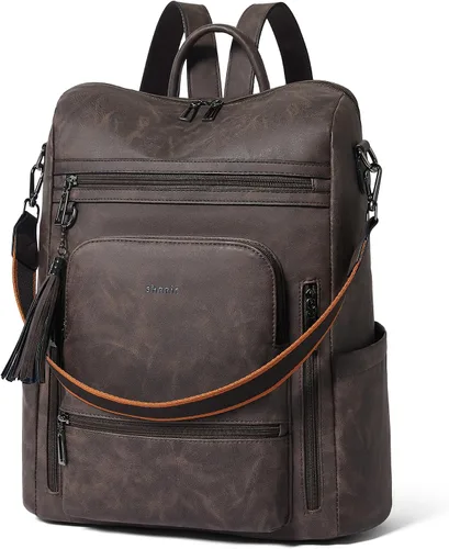 Miniatura 10 de Shrrie - Mochila vegana de cuero para laptop de 14 pulgadas para mujer, mochila de trabajo, mochila de moda, mochila de viaje, bolso para negocios