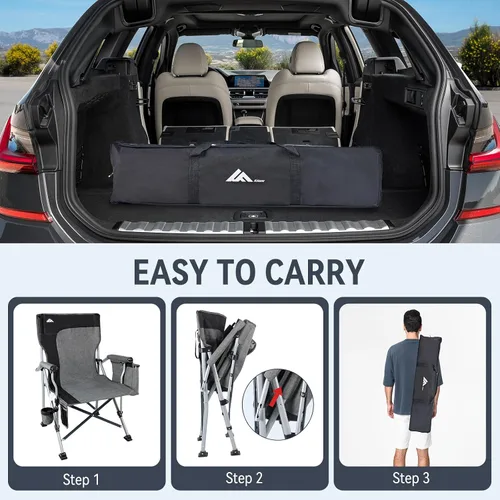 Miniatura 6 de Ablazer Paquete de 2 sillas de campamento para adultos, cada una soporta 350 libras, silla plegable de gran tamaño con soporte para tazas, soporte