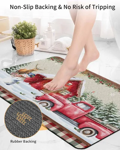 Miniatura 5 de Tapete de baño de Navidad para bañera, antideslizante, de secado rápido y absorbente, tierra de diatomeas, cocina, ducha, fregadero, lavable, muñeco
