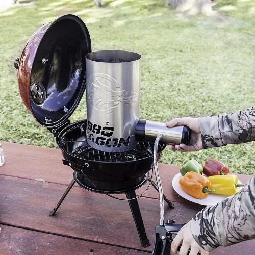 Miniatura 2 de Ventilador de carbón BBQ Dragon - Ventilador de parrilla inalámbrico para acampar, chimenea y parrillas - Ventilador de aire BBQ resistente