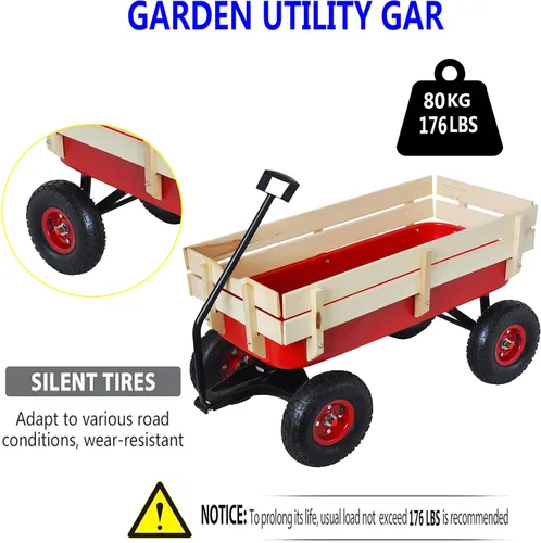 Miniatura 2 de ZeHuoGe Carro deportivo para exteriores todo terreno con paneles laterales de madera extraíbles, neumáticos de aire, panel de pie grande, cama