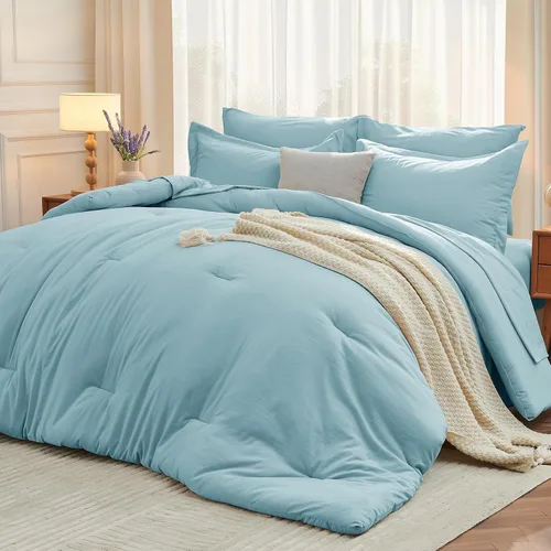 Miniatura 41 de MUXHOMO Juego de edredón de 5 piezas Twin XL, cama suave en una bolsa tamaño Twin XL, juego de ropa de cama para todas las estaciones con edredón